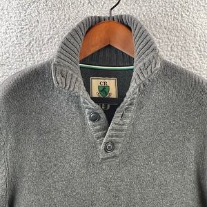 Club Room Mens Sweater XL Gray Mock Neck Kangaroo Pocket Cotton Grandpacore VTG